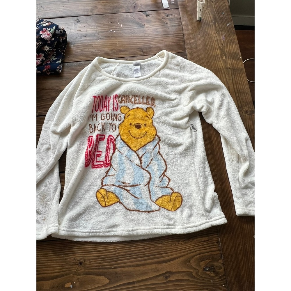 Disney Winnie the Pooh Fleece Pajama Top Cream Today Is Cancelled Large